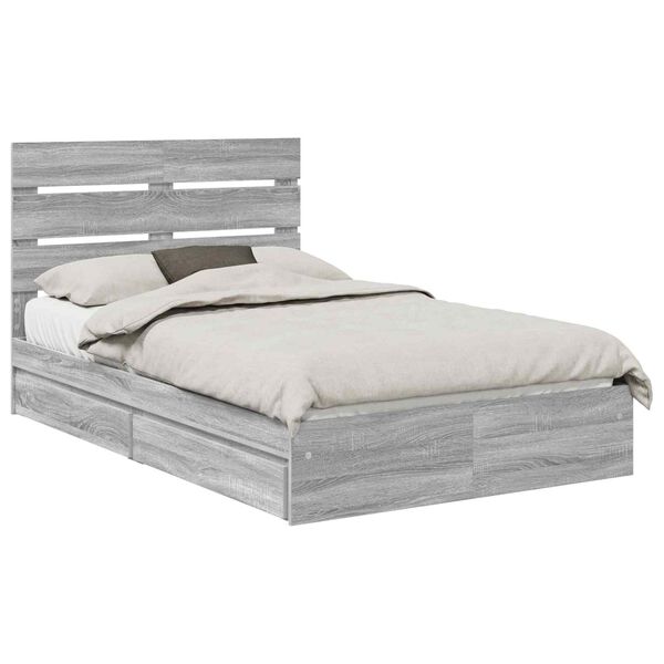 vidaXL Lit de Rangement Gris Sonoma 135 x 190 cm Bois d'ing&eacute;nierie