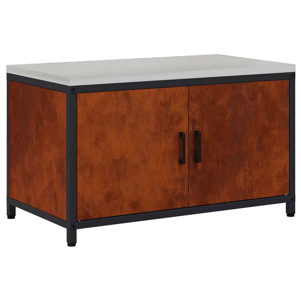 vidaXL Rangement de cuisine avec &eacute;tag&egrave;re Rouill&eacute; 60 x 50 x 92 cm Acier