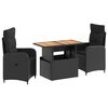 vidaXL Ensemble de repas ext&eacute;rieur 3 pcs Noir