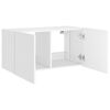 vidaXL Meuble TV mural avec lumi&egrave;res LED blanc 80x35x41 cm