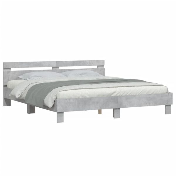 vidaXL Cadre de lit sans matelas gris b&eacute;ton 160x200 cm