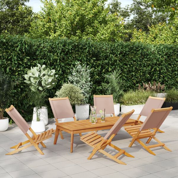 vidaXL Chaises de jardin pliantes lot de 6 taupe tissu et bois massif
