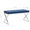 vidaXL Banc 97 cm Bleu Velours et acier inoxydable