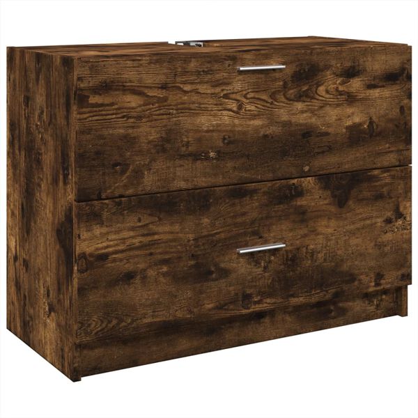 vidaXL Meuble d'&eacute;vier ch&ecirc;ne fum&eacute; 78x37x59 cm bois d'ing&eacute;nierie