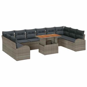 vidaXL Ensemble de canap&eacute; de jardin 11 pc Gris Poly rotin