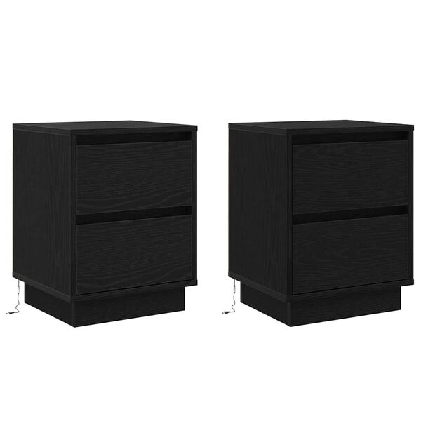 vidaXL Cabinet de chevet 2 pcs Ch&ecirc;ne noir 39 x 34,5 x 50 cm