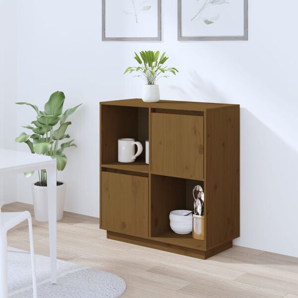 vidaXL Buffet marron miel 74x35x80 cm bois massif de pin