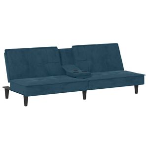 vidaXL Canap&eacute;-lit avec porte-gobelets bleu velours