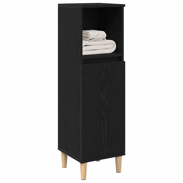 vidaXL Cabinet de Salle de Bain avec porte Chêne noir 30 x 30 x 100 cm