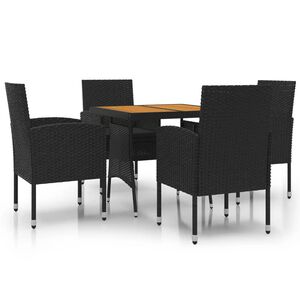 vidaXL Ensemble &agrave; manger d'ext&eacute;rieur 5 pcs R&eacute;sine tress&eacute;e Noir