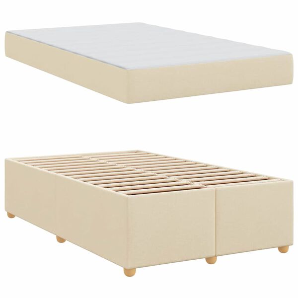 vidaXL Cadre de lit avec matelas Cr&egrave;me 120 x 200 cm tissu