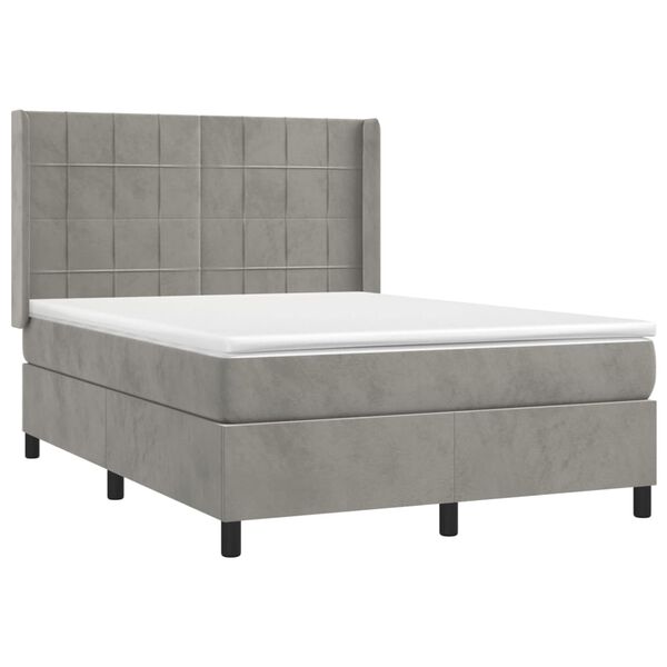 vidaXL Sommier &agrave; lattes de lit matelas et LED Gris clair 140x200 cm