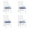 vidaXL Coussins de chaise lot de 4 rayures bleues blanches 40x40x7 cm