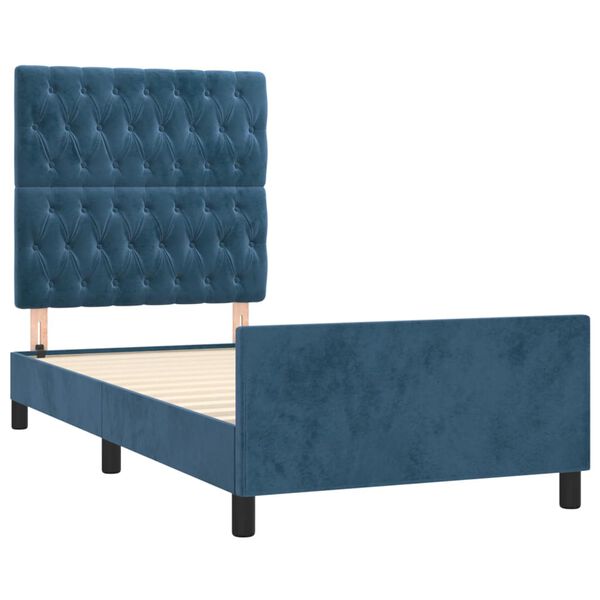 vidaXL Cadre de lit sans matelas bleu fonc&eacute; 100x200 cm velours