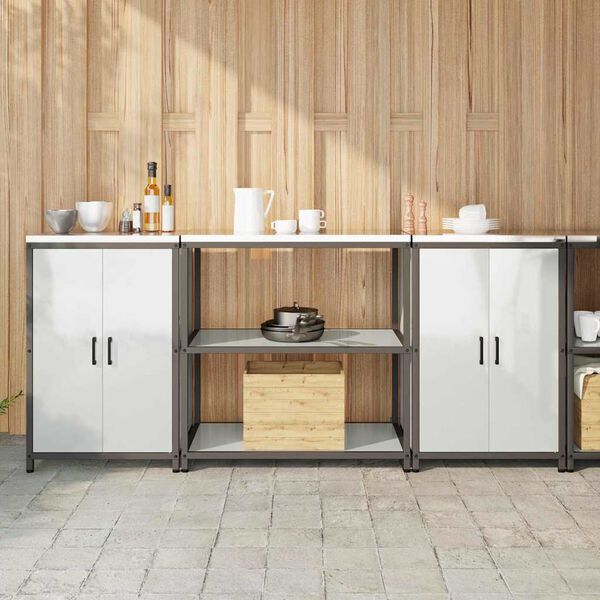 vidaXL Ensemble de rangement cuisine 3 pcs Argent&eacute; Acier galvanis&eacute;