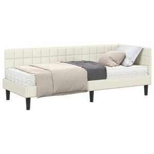 vidaXL Cadre de lit d'angle avec matelas 2 pc Cr&egrave;me Velours