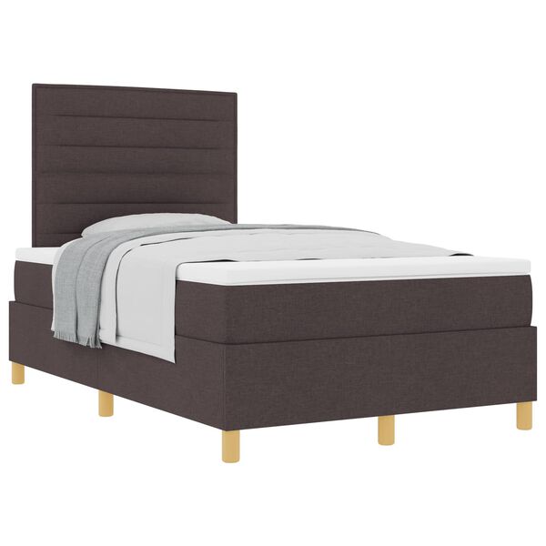 vidaXL Lit &agrave; ressorts avec matelas Marron fonc&eacute; 120 x 200 cm tissu