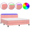 vidaXL Sommier &agrave; lattes de lit avec matelas et LED Rose 180x200 cm