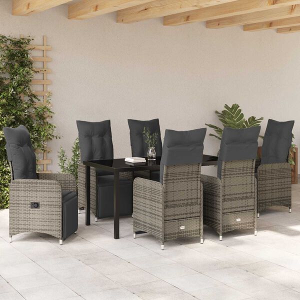 vidaXL Ensemble de salle &agrave; manger pour jardin 7 pcs Gris Poly rotin