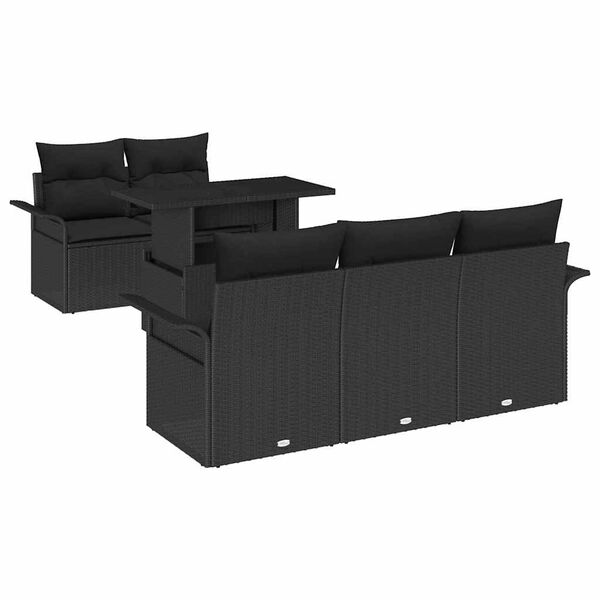 vidaXL Ensemble de canap&eacute; de jardin avec coussin 6 pcs Noir polyrotin