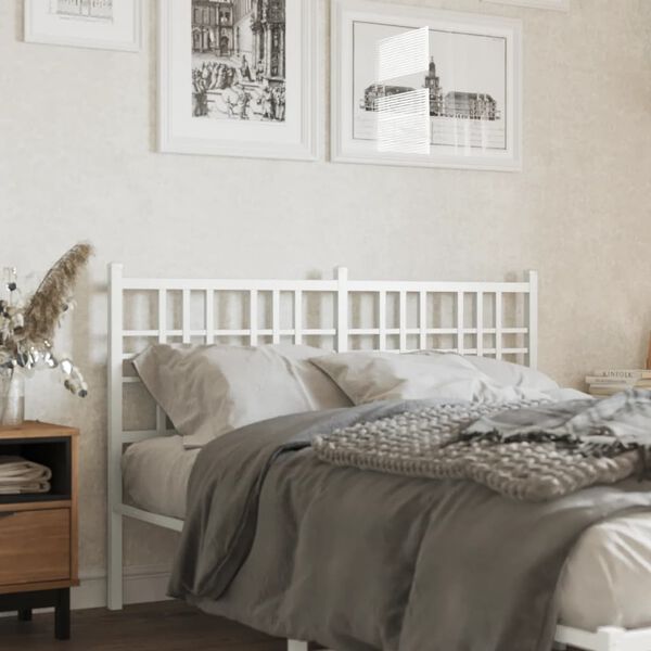 vidaXL T&ecirc;te de lit m&eacute;tal blanc 137 cm