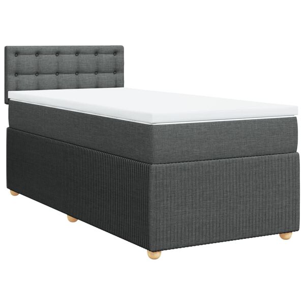 vidaXL Sommier &agrave; lattes de lit et matelas Gris fonc&eacute; 90x190 cm Tissu
