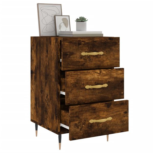 vidaXL Table de chevet ch&ecirc;ne fum&eacute; 40x40x66 cm bois d'ing&eacute;nierie