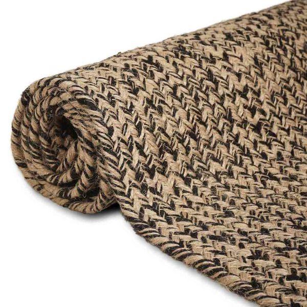 vidaXL Tapis de surface Rectangulaire Naturel et Noir 60 x 200 cm Jute