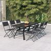 vidaXL Ensemble &agrave; manger de jardin 7 pcs Gris et noir