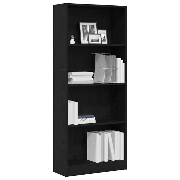 vidaXL &Eacute;tag&egrave;re Ch&ecirc;ne noir 60 x 24 x 143 cm Bois d'ing&eacute;nierie
