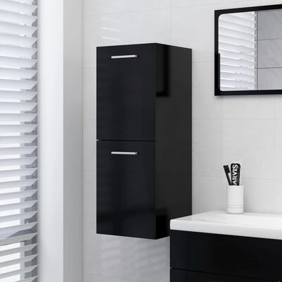 vidaXL Armoire de salle de bain Noir 30x30x80 cm Bois d’ingénierie