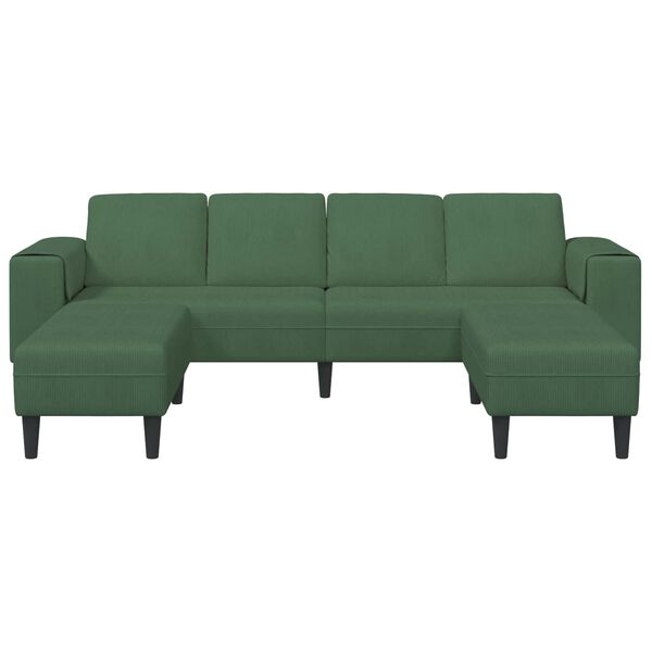 vidaXL Sofa en tissu avec coussin Vert foncé Tissu en velours côtelé