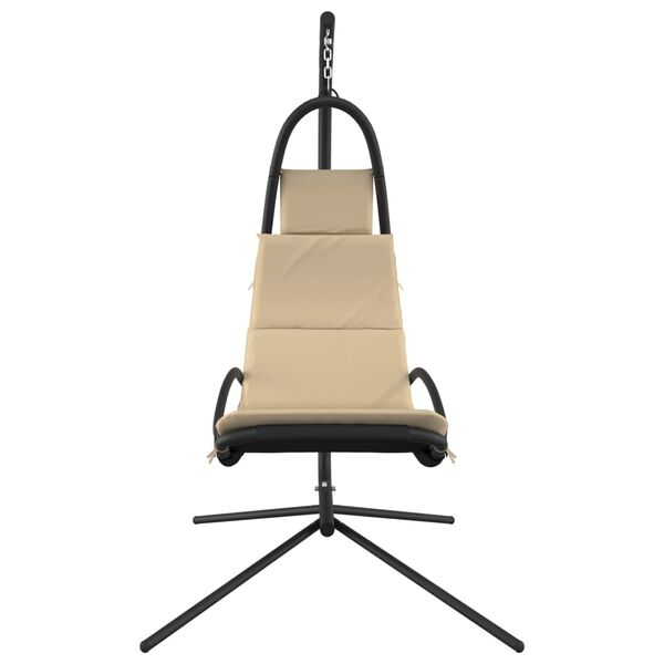vidaXL Chaise balan&ccedil;oire de jardin et coussin cr&egrave;me tissu Oxford/acier