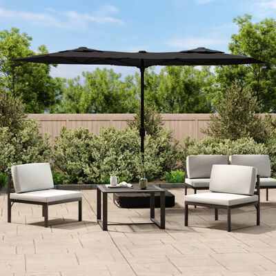 vidaXL Parasol de jardin à double tête noir 316x240 cm