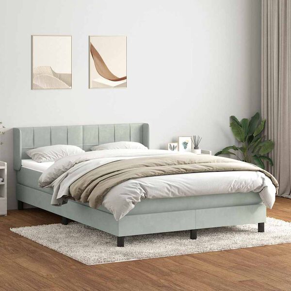 vidaXL Sommier &agrave; lattes de lit et matelas gris clair 140x220cm velours