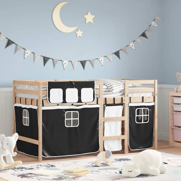 vidaXL Lit mezzanine enfants avec rideaux sans matelas 90x190 cm