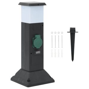 vidaXL Colonne de prise d'ext&eacute;rieur avec lampe et piquet &agrave; 2 voies