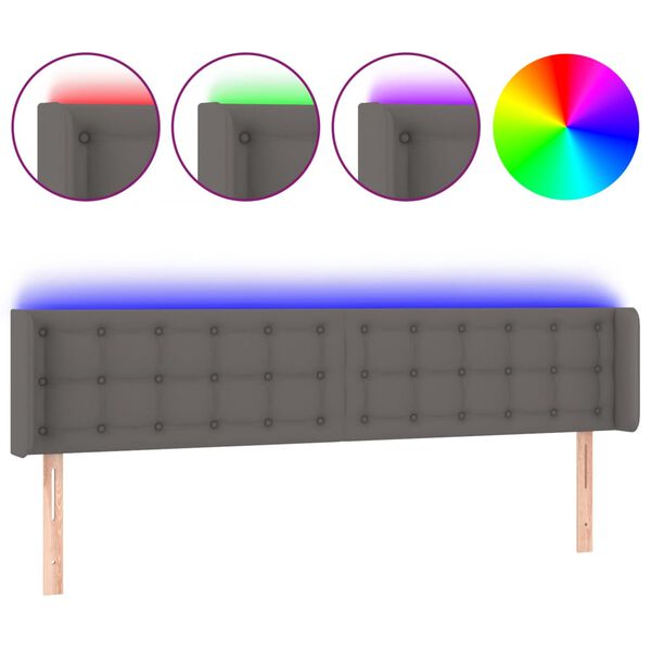 vidaXL T&ecirc;te de lit &agrave; LED Gris 183x16x78/88 cm Similicuir