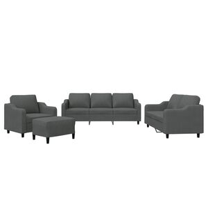 vidaXL Ensemble de canap&eacute;s 4 pcs avec coussins Gris fonc&eacute; Tissu