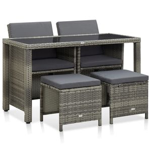 vidaXL Ensemble &agrave; manger d'ext&eacute;rieur 5pcs coussins r&eacute;sine tress&eacute;e gris