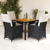 vidaXL Ensemble &agrave; manger de jardin coussins 5pcs Noir R&eacute;sine tress&eacute;e