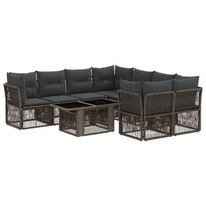 vidaXL Ensemble de canap&eacute; de jardin 9 pc Gris polyrotin