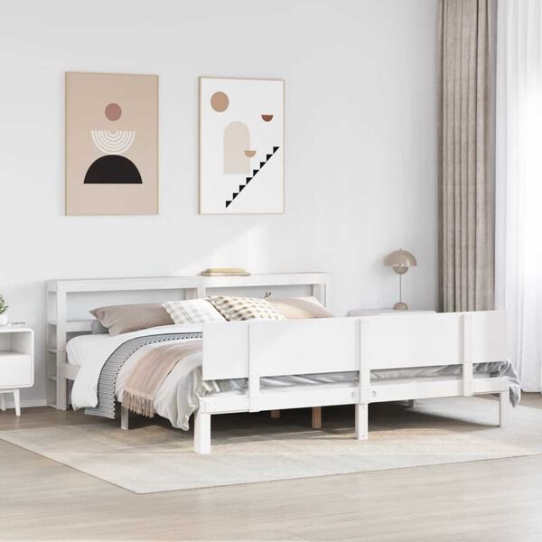 vidaXL Cadre de lit avec t&ecirc;te de lit sans matelas blanc 180x200 cm