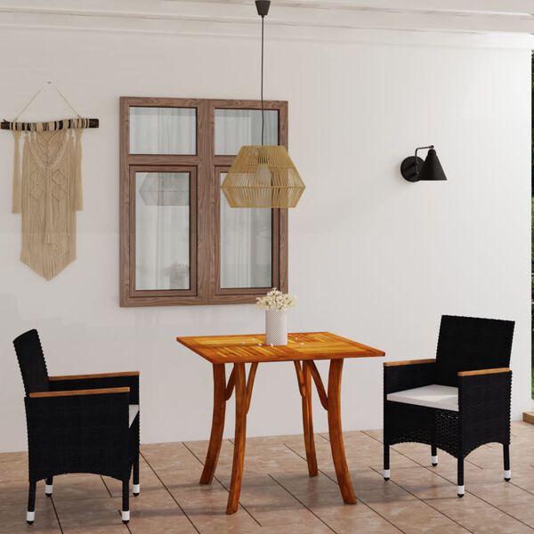 vidaXL Ensemble &agrave; manger de jardin 3 pcs Noir