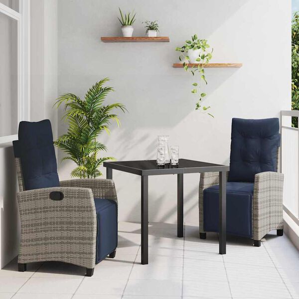 vidaXL Ensemble de salle &agrave; manger pour jardin 3 pcs Gris polyrotin