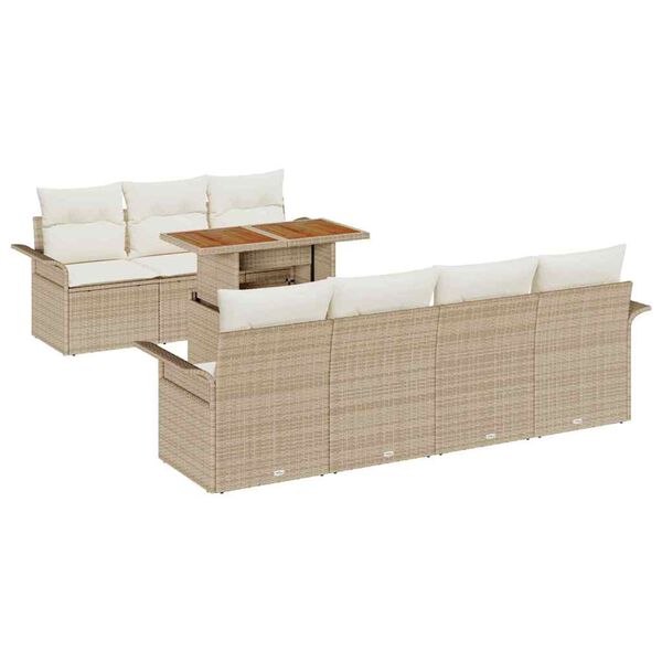 vidaXL Ensemble de canap&eacute; de jardin 8 pcs Beige Poly rotin