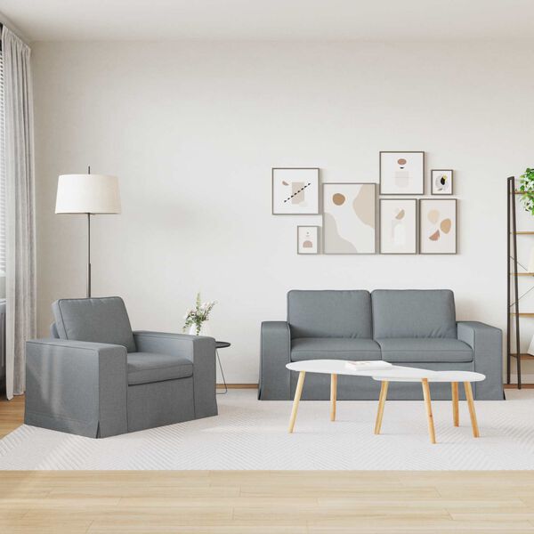 vidaXL Canap&eacute; 2 pcs Gris clair 182 x 80 x 82 cm tissu
