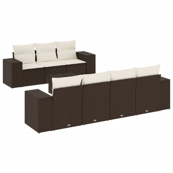 vidaXL Salon de jardin 8 pcs avec coussins marron r&eacute;sine tress&eacute;e