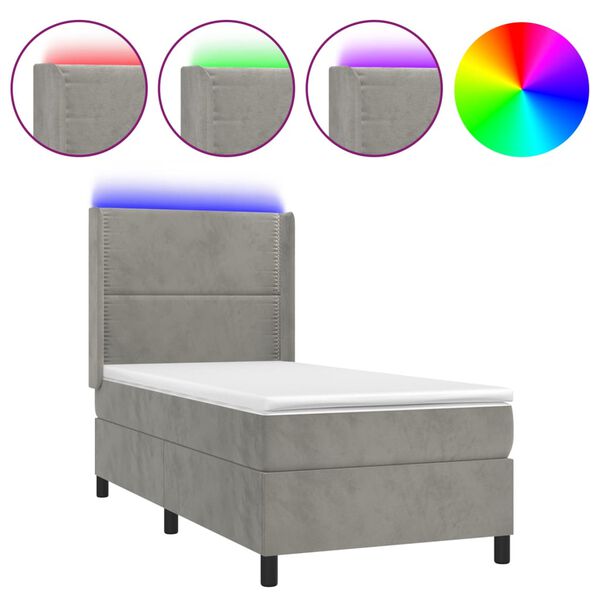 vidaXL Sommier &agrave; lattes de lit matelas LED Gris clair 90x200cm Velours