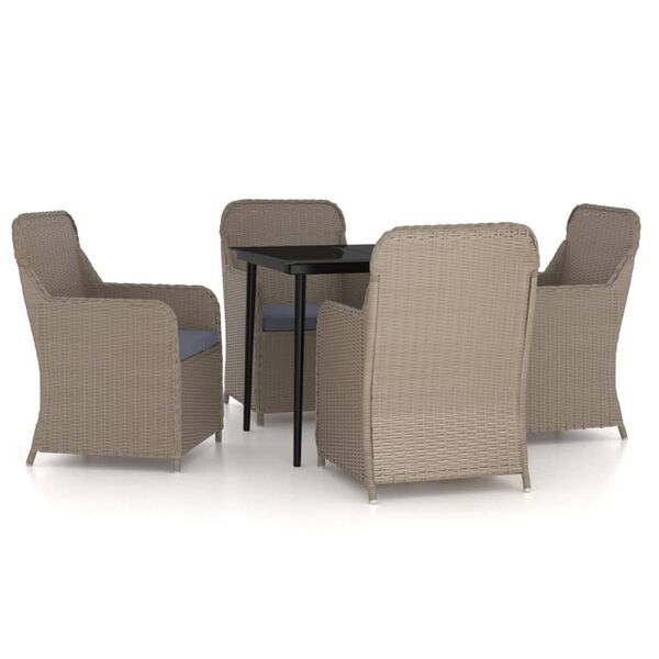 vidaXL Ensemble &agrave; manger de jardin et coussins 5 pcs Marron